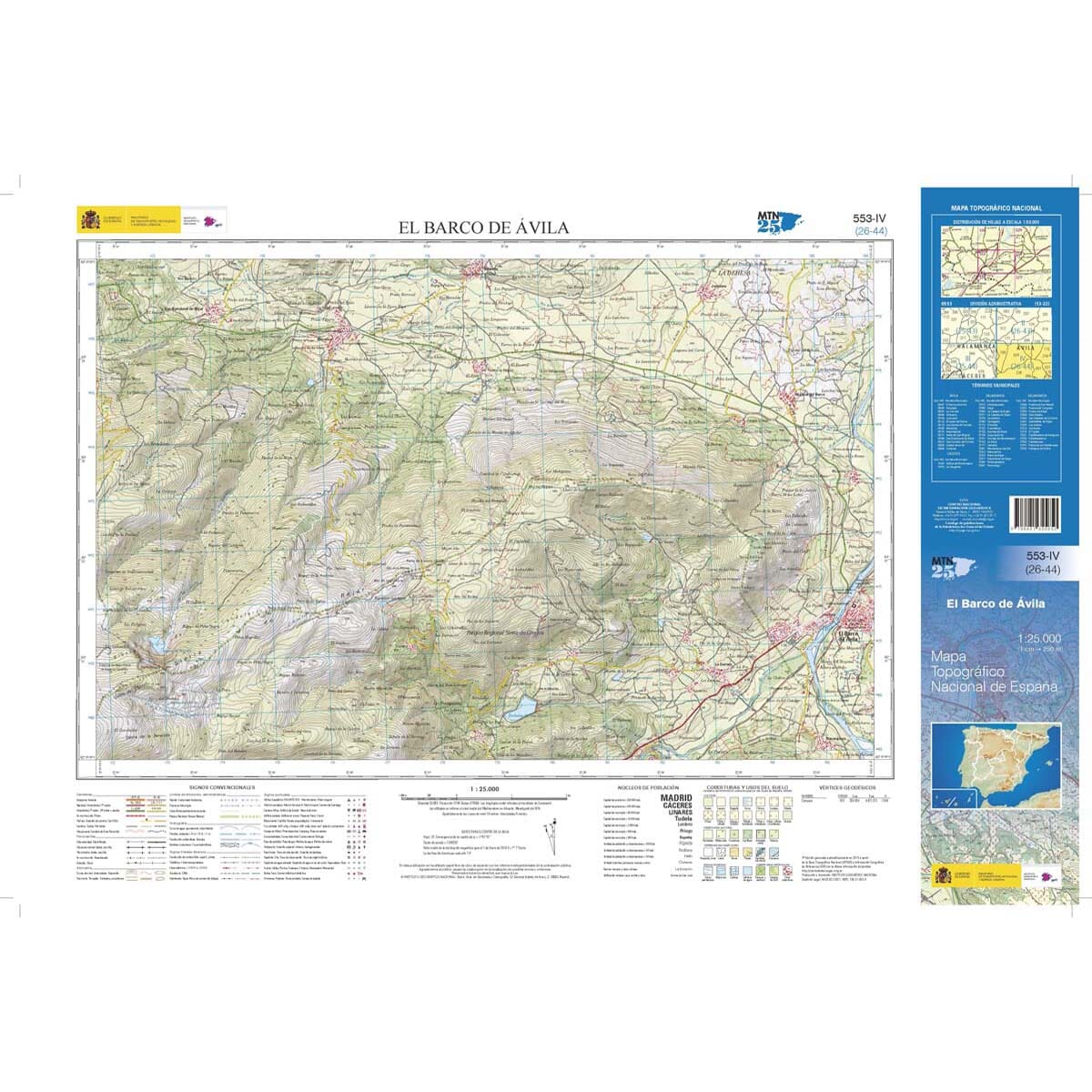 Carte topographique de l'Espagne n° 0553.4 - El Barco De Ávila | CNIG - 1/25 000 carte de randonnée CNIG 