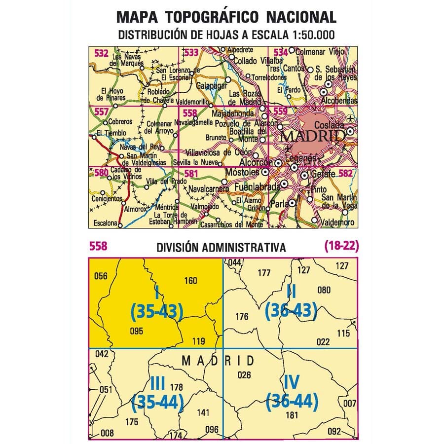 Carte topographique de l'Espagne n° 0558.1 - Navalagamella | CNIG - 1/25 000 carte de randonnée CNIG