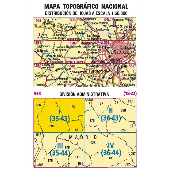 Carte topographique de l'Espagne n° 0558.1 - Navalagamella | CNIG - 1/25 000 carte de randonnée CNIG