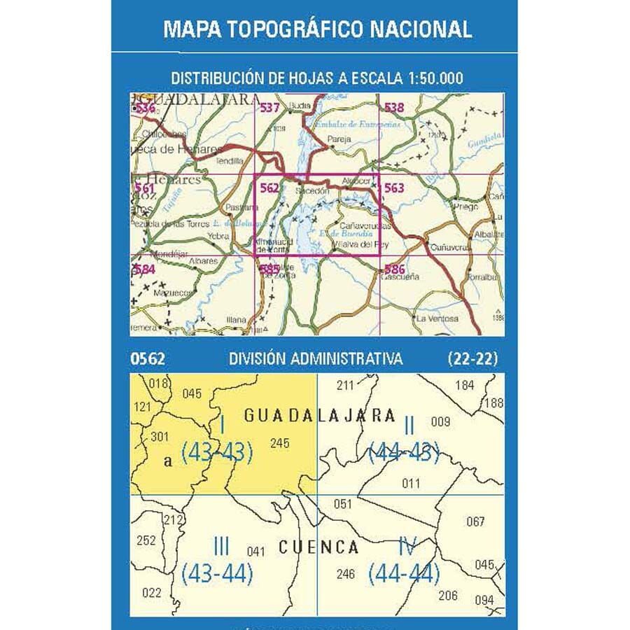Carte topographique de l'Espagne n° 0562.1 - Sacedón | CNIG - 1/25 000 carte de randonnée CNIG