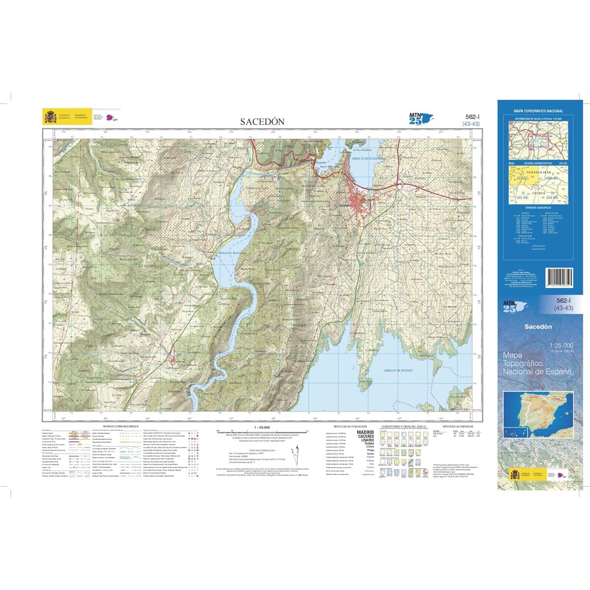 Carte topographique de l'Espagne n° 0562.1 - Sacedón | CNIG - 1/25 000 carte de randonnée CNIG