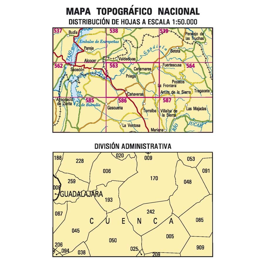 Carte topographique de l'Espagne n° 0563 - Priego | CNIG - 1/50 000 carte de randonnée CNIG