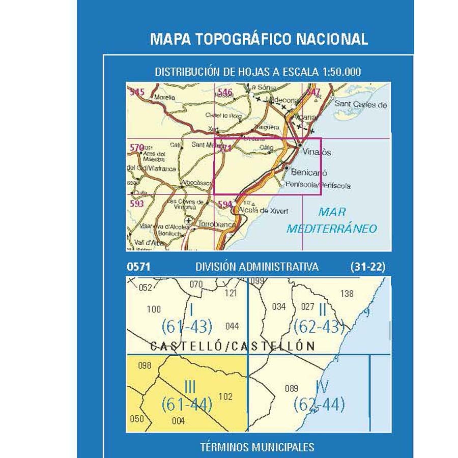 Carte topographique de l'Espagne n° 0571.3 - Sta. Magdalena de Pulpis | CNIG - 1/25 000 carte de randonnée CNIG