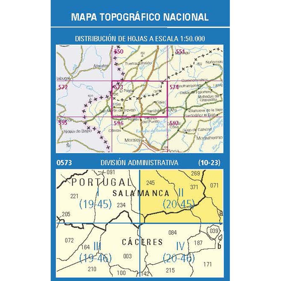 Carte topographique de l'Espagne n° 0573.2 - Peñaparda | CNIG - 1/25 000 carte de randonnée CNIG 