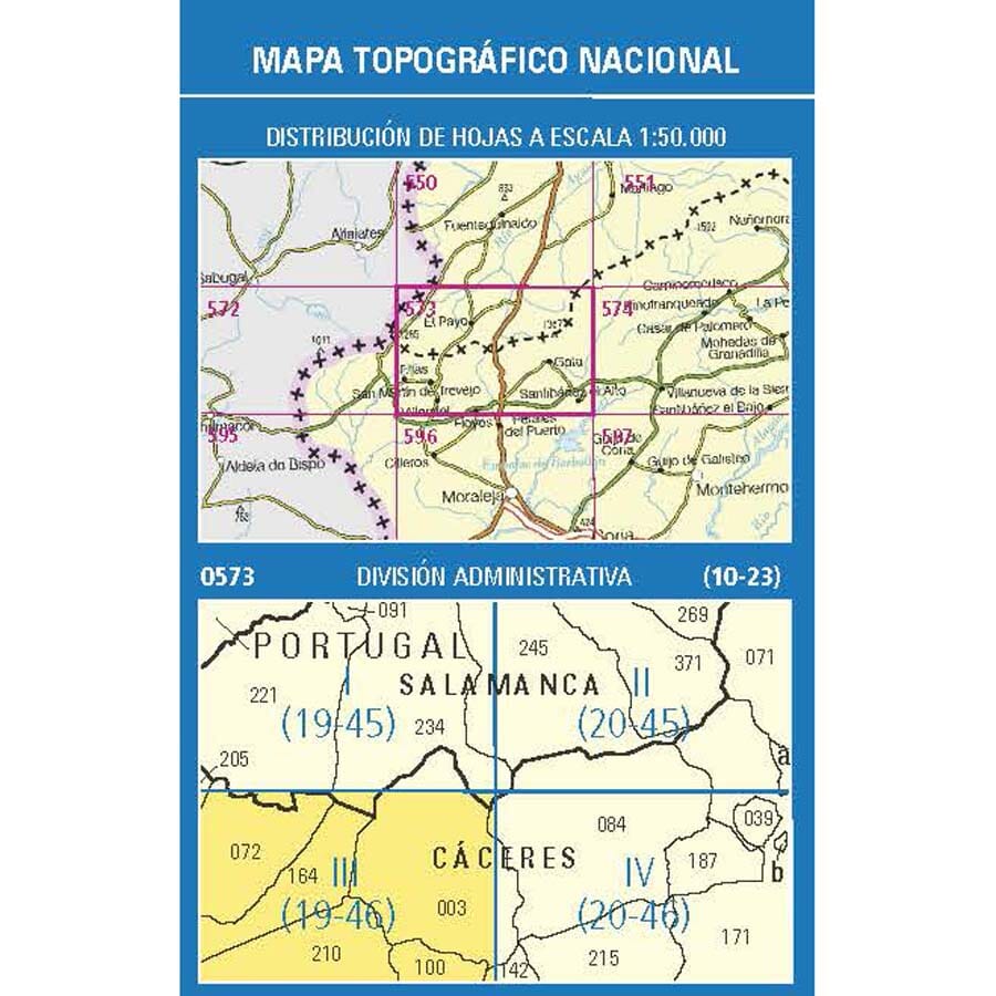 Carte topographique de l'Espagne n° 0573.3 - Eljas | CNIG - 1/25 000 carte de randonnée CNIG