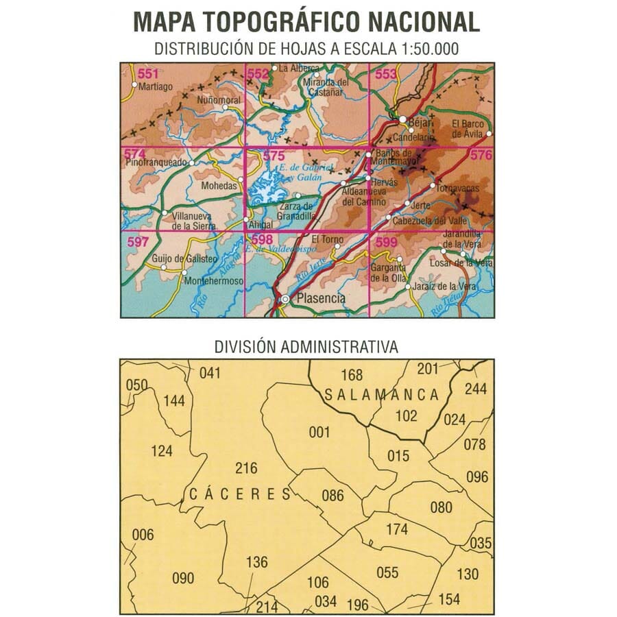 Carte topographique de l'Espagne n° 0575 - Hervás | CNIG - 1/50 000 carte de randonnée CNIG