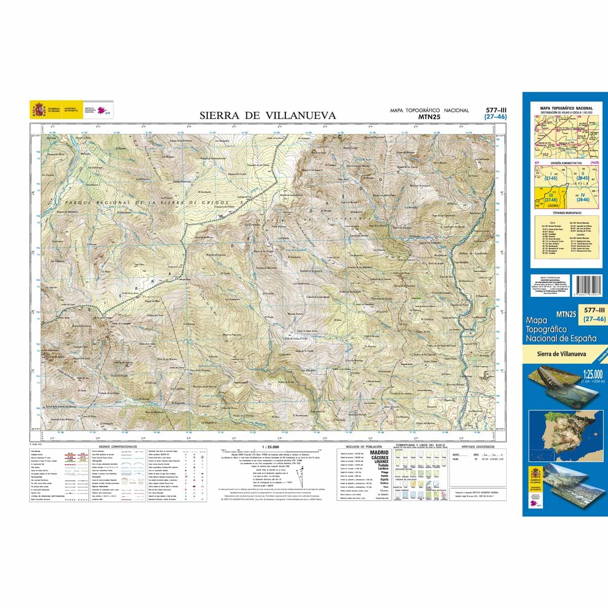 Carte topographique de l'Espagne n° 0578.3 - Sierra de Villanueva | CNIG - 1/25 00 carte de randonnée CNIG