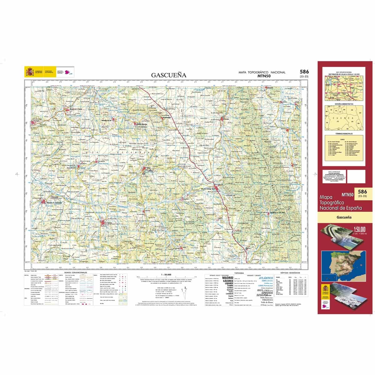 Carte topographique de l'Espagne n° 0586 - Gascueña | CNIG - 1/50 000 carte de randonnée CNIG