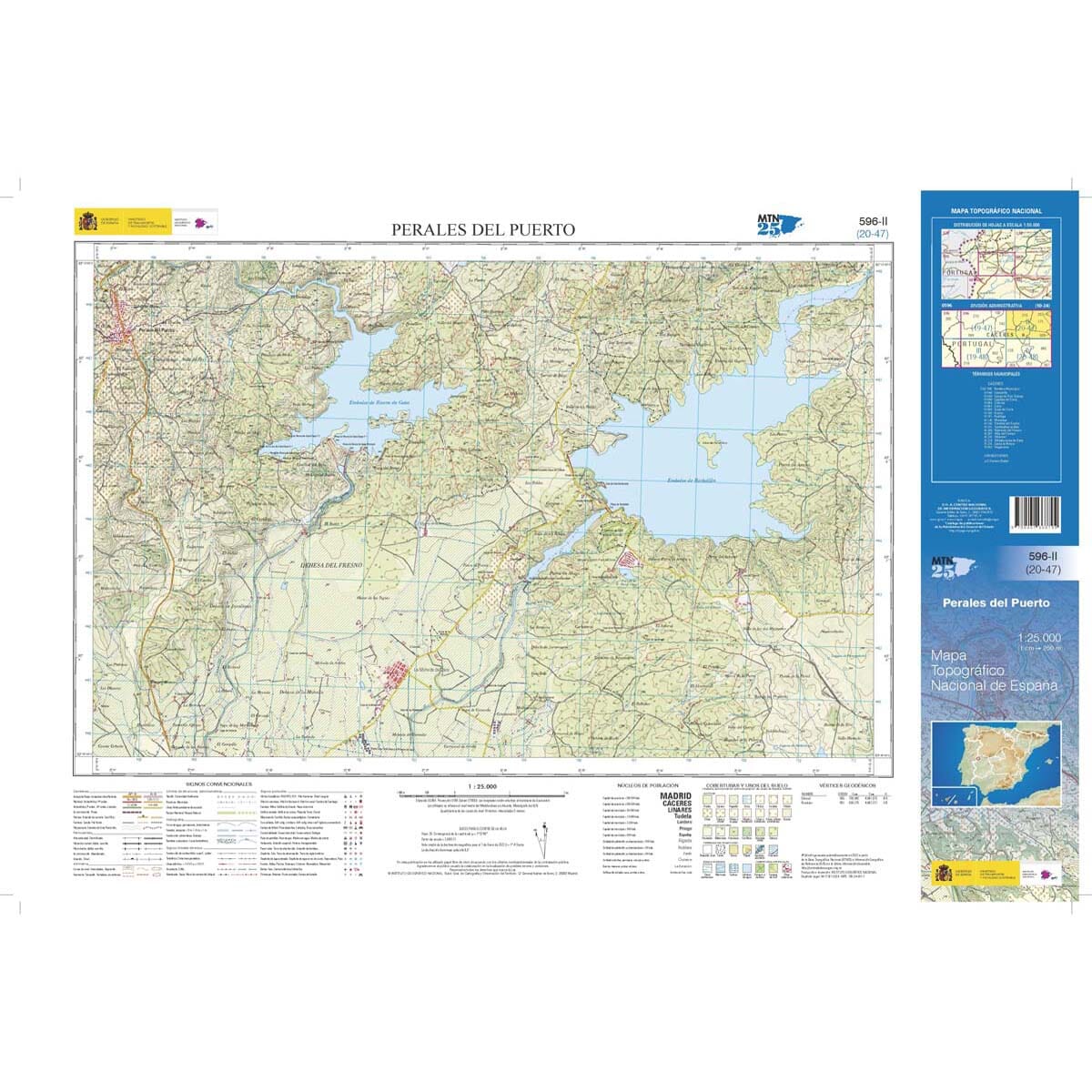 Carte topographique de l'Espagne n° 0596.2 - Perales del Puerto | CNIG - 1/25 000 carte de randonnée CNIG 