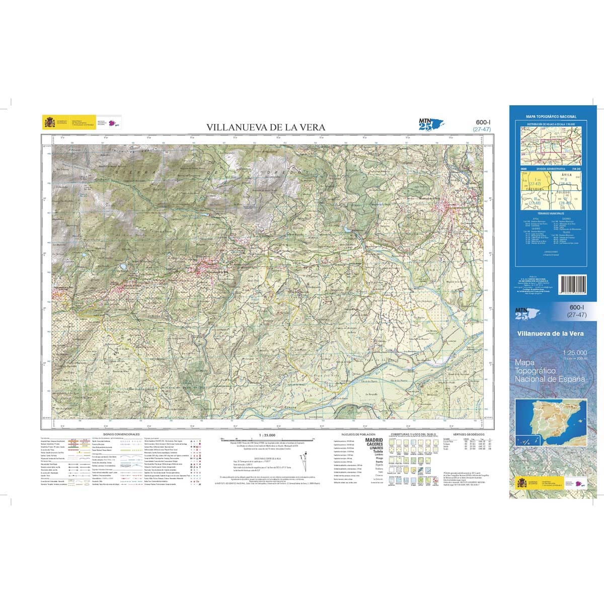 Carte topographique de l'Espagne n° 0600.1 - Villanueva de la Vera | CNIG - 1/25 000 carte de randonnée CNIG