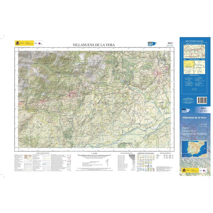 Carte topographique de l'Espagne n° 0600.1 - Villanueva de la Vera | CNIG - 1/25 000 carte de randonnée CNIG