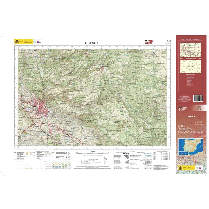 Carte topographique de l'Espagne n° 0610 - Cuenca | CNIG - 1/50 000 carte de randonnée CNIG 