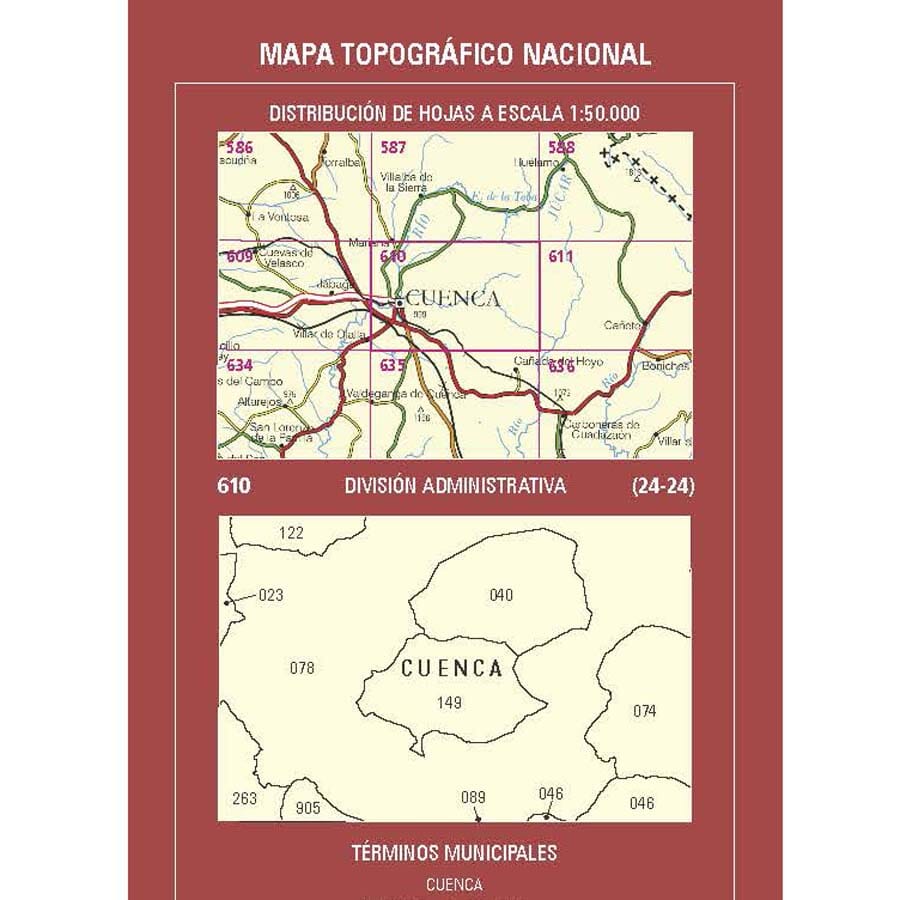 Carte topographique de l'Espagne n° 0610 - Cuenca | CNIG - 1/50 000 carte de randonnée CNIG 