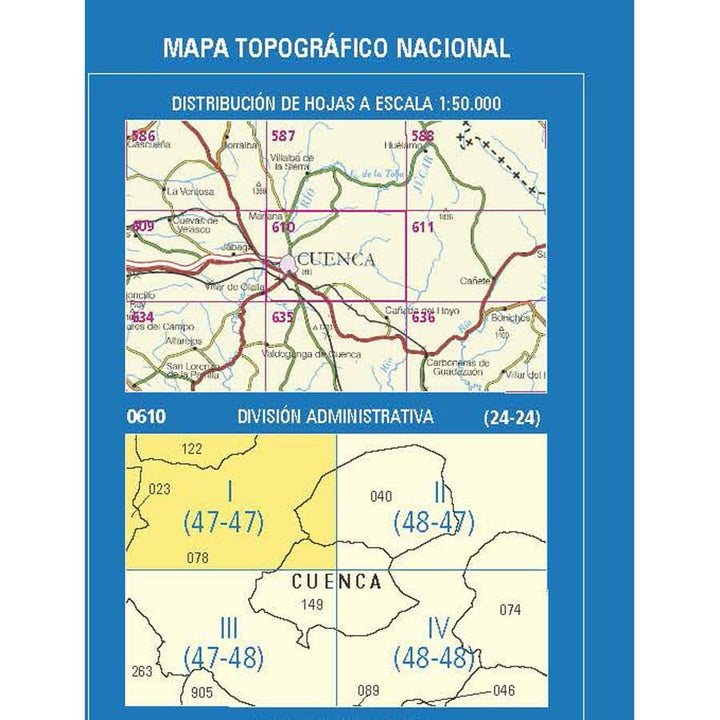 Carte topographique de l'Espagne n° 0610.1 - Mariana | CNIG - 1/25 000 carte de randonnée CNIG