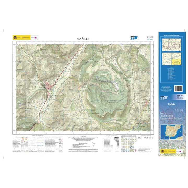 Carte topographique de l'Espagne n° 0611.4 - Cañete | CNIG - 1/25 000 carte de randonnée CNIG 