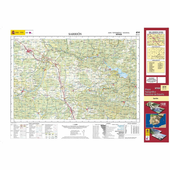 Carte topographique de l'Espagne n° 0614 - Sarrión | CNIG - 1/50 000 carte de randonnée CNIG