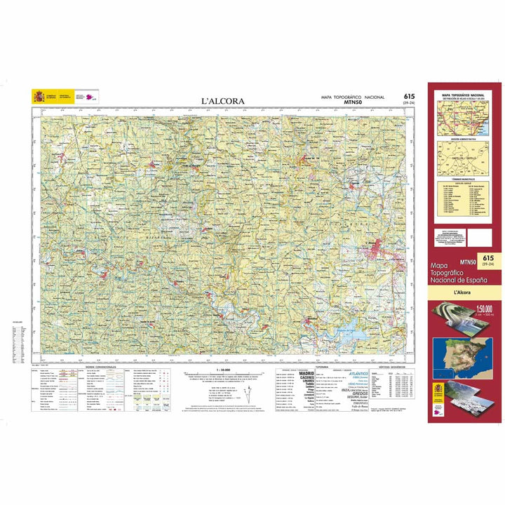 Carte topographique de l'Espagne n° 0615 - L'Alcora | CNIG - 1/50 000 carte de randonnée CNIG 