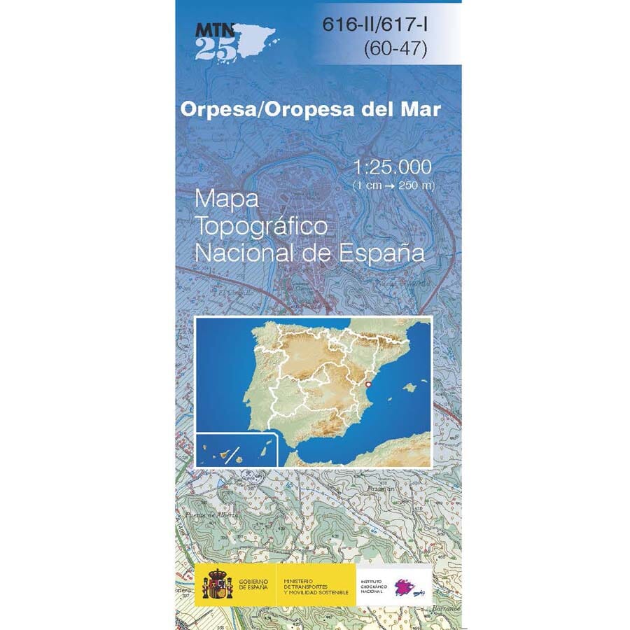 Carte topographique de l'Espagne n° 0616.2/0617.1 - Oropesa del Mar/Orpesa | CNIG - 1/25 000 carte de randonnée CNIG