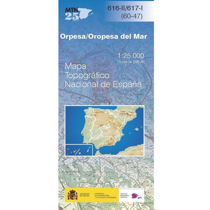 Carte topographique de l'Espagne n° 0616.2/0617.1 - Oropesa del Mar/Orpesa | CNIG - 1/25 000 carte de randonnée CNIG