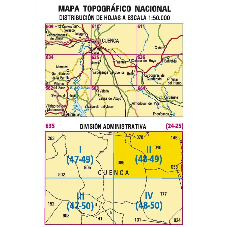 Carte topographique de l'Espagne n° 0635.2 - Fuentes | CNIG - 1/25 000 carte de randonnée CNIG 