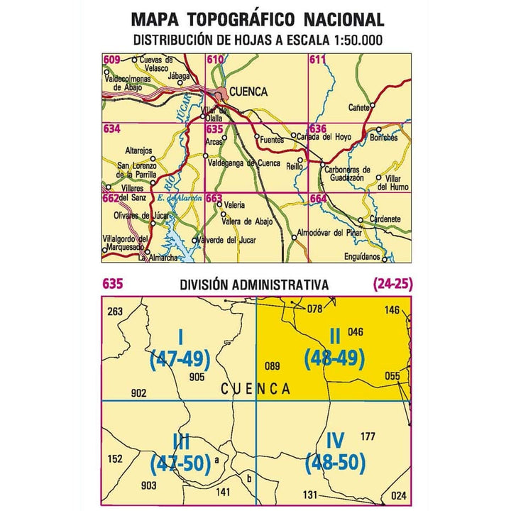 Carte topographique de l'Espagne n° 0635.2 - Fuentes | CNIG - 1/25 000 carte de randonnée CNIG 