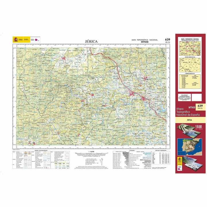 Carte topographique de l'Espagne n° 0639 - Jérica | CNIG - 1/50 000 carte de randonnée CNIG