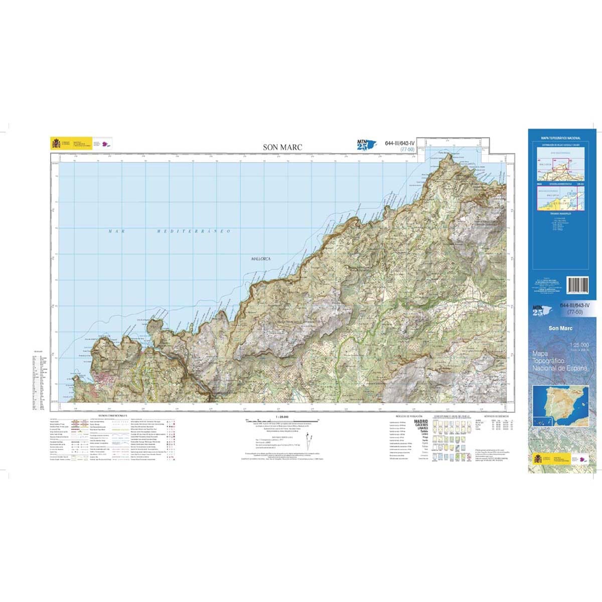 Carte topographique de l'Espagne n° 0644.3/0643.4 - Son Marc (Majorque) | CNIG - 1/25 000 carte de randonnée CNIG 