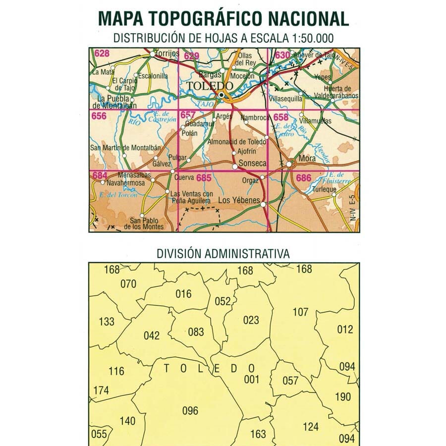 Carte topographique de l'Espagne n° 0657 - Sonseca | CNIG - 1/50 000 carte de randonnée CNIG
