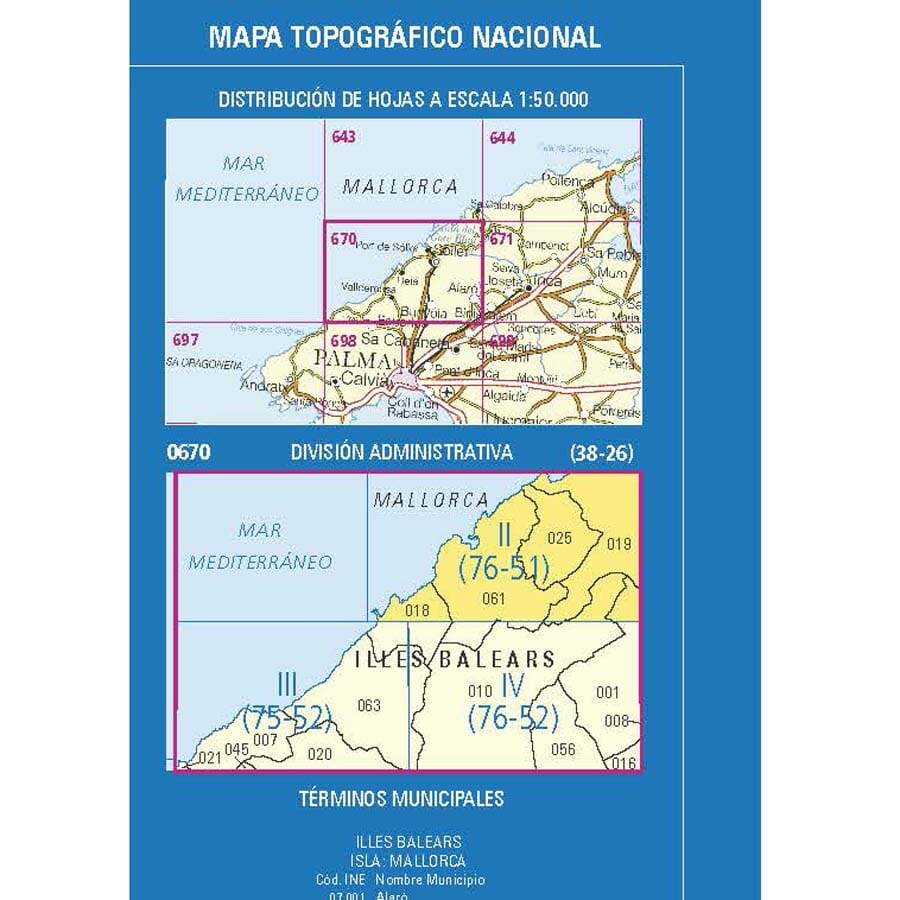 Carte topographique de l'Espagne n° 0670.2 - Sóller (Majorque) | CNIG - 1/25 000 carte de randonnée CNIG 