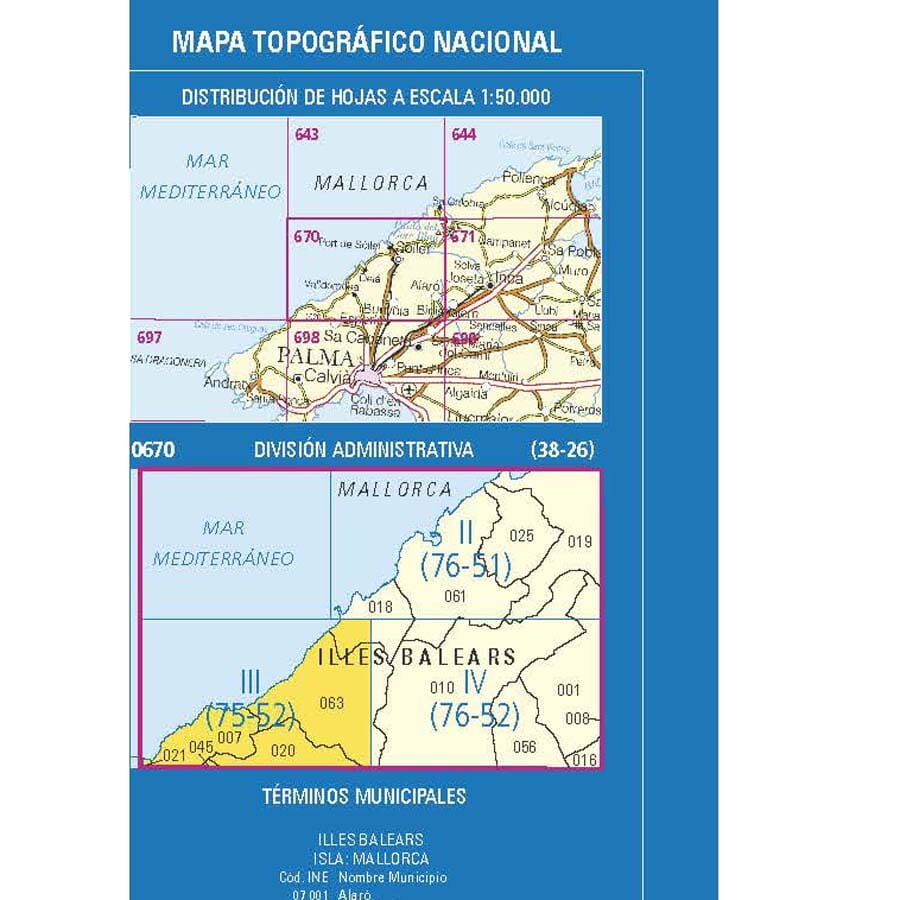Carte topographique de l'Espagne n° 0670.3 - Esporles (Majorque) | CNIG - 1/25 000 carte de randonnée CNIG 