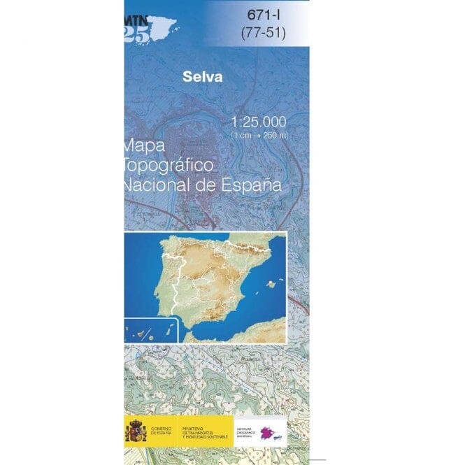 Carte topographique de l'Espagne n° 0671.1 - Selva (Mallorca) | CNIG - 1/25 000 carte de randonnée CNIG