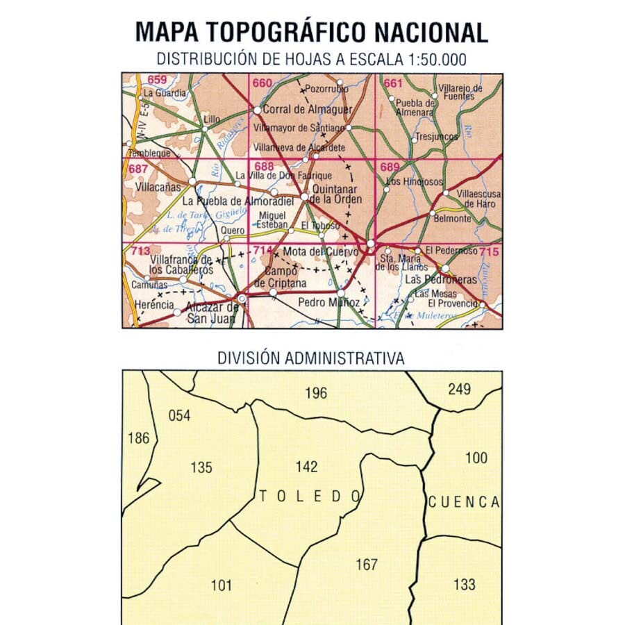Carte topographique de l'Espagne n° 0688 - Quintanar de la Orden | CNIG - 1/50 000 carte de randonnée CNIG