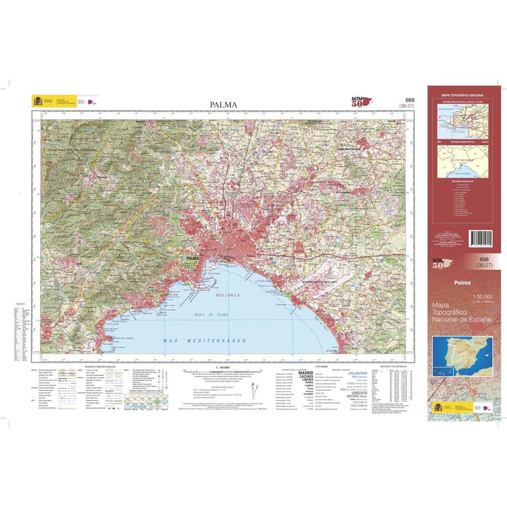 Carte topographique de l'Espagne n° 0698 - Palma (Mallorca) | CNIG - 1/50 000 carte de randonnée CNIG 
