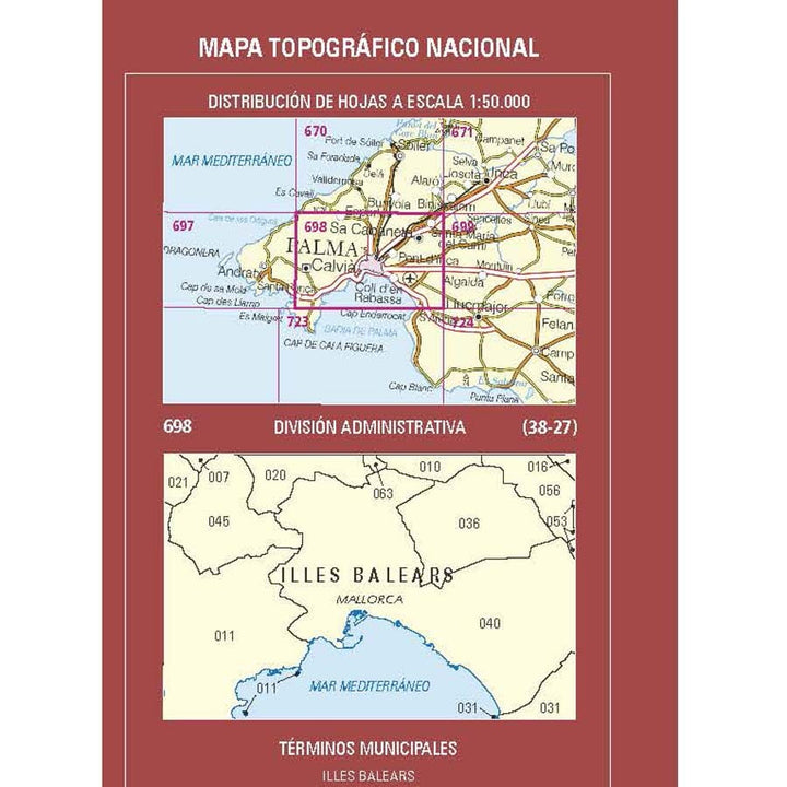 Carte topographique de l'Espagne n° 0698 - Palma (Mallorca) | CNIG - 1/50 000 carte de randonnée CNIG 