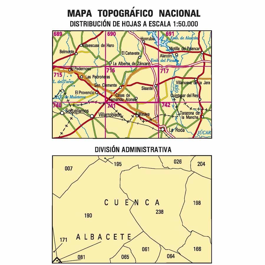Carte topographique de l'Espagne n° 0716 - San Clemente | CNIG - 1/50 000 carte de randonnée CNIG