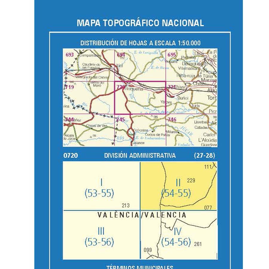 Carte topographique de l'Espagne n° 0720.2 - Siete Aguas | CNIG - 1/25 000 carte de randonnée CNIG