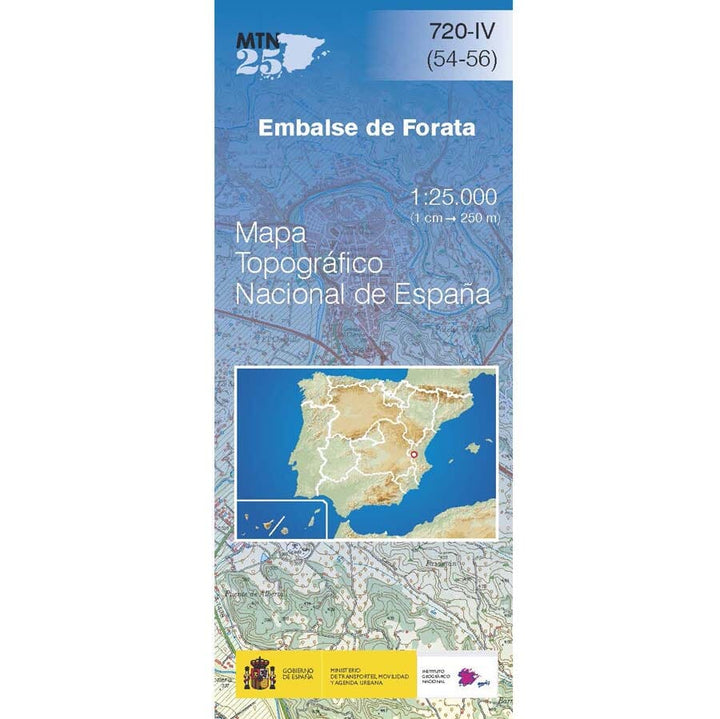 Carte topographique de l'Espagne n° 0720.4 - Embalse de Forata | CNIG - 1/25 000 carte de randonnée CNIG