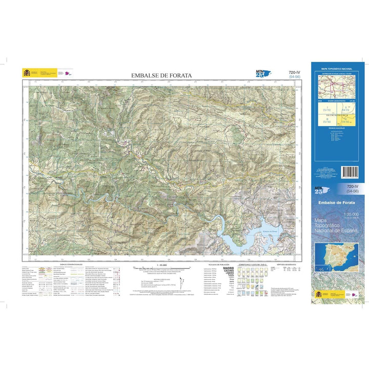 Carte topographique de l'Espagne n° 0720.4 - Embalse de Forata | CNIG - 1/25 000 carte de randonnée CNIG