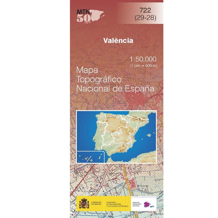 Carte topographique de l'Espagne n° 0722 - Valencia | CNIG - 1/50 000 carte de randonnée CNIG 