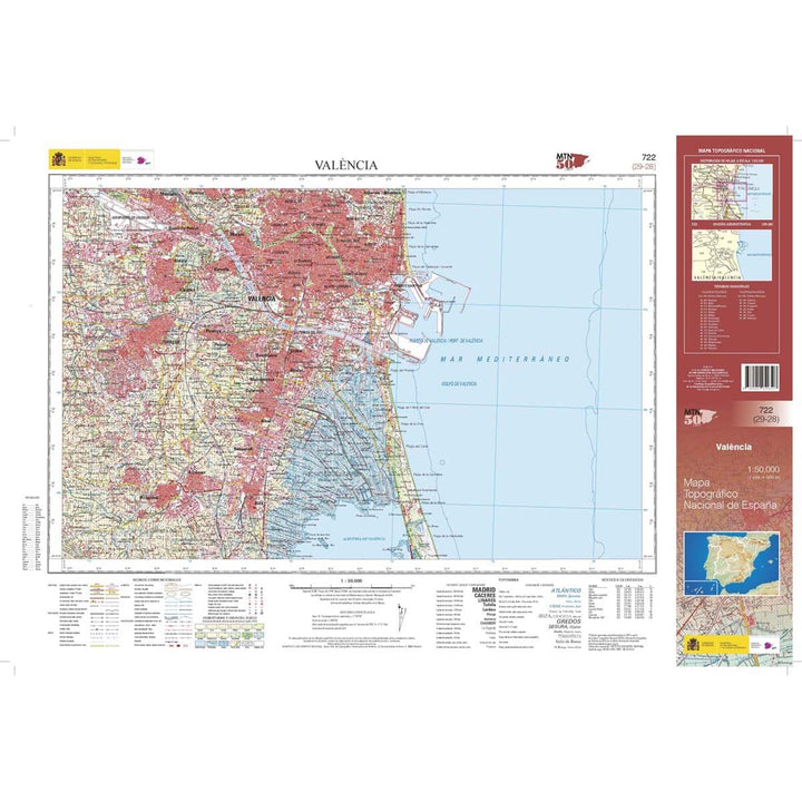 Carte topographique de l'Espagne n° 0722 - Valencia | CNIG - 1/50 000 carte de randonnée CNIG 