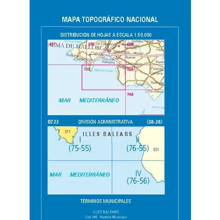 Carte topographique de l'Espagne n° 0723.1 - Illa del Toro y Cap de Cala Figuera (Mallorca) | CNIG - 1/25 000 carte pliée CNIG 