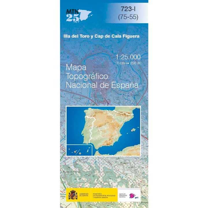 Carte topographique de l'Espagne n° 0723.1 - Illa del Toro y Cap de Cala Figuera (Mallorca) | CNIG - 1/25 000 carte pliée CNIG 