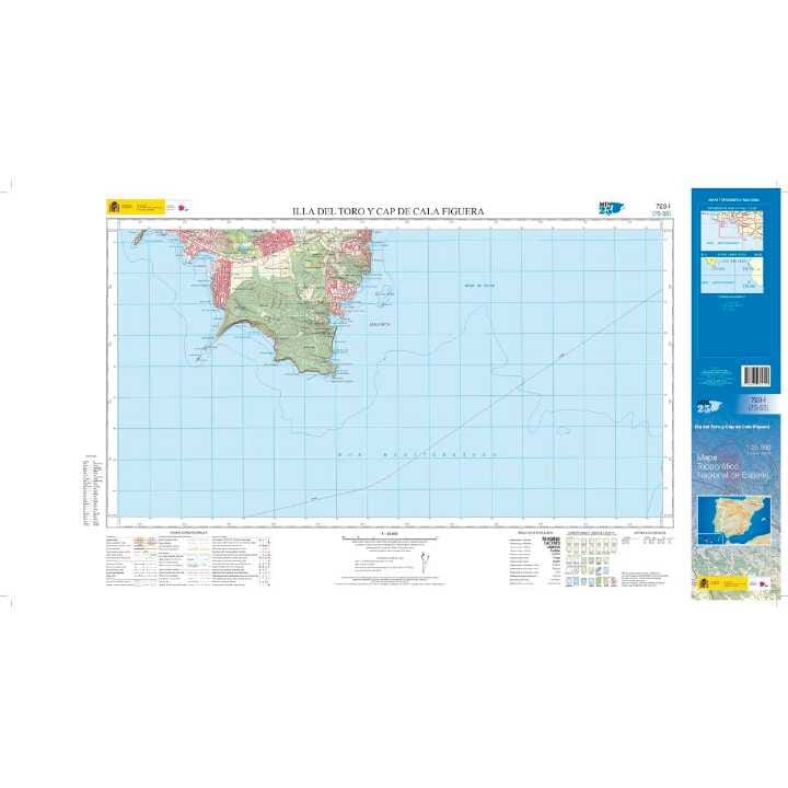 Carte topographique de l'Espagne n° 0723.1 - Illa del Toro y Cap de Cala Figuera (Mallorca) | CNIG - 1/25 000 carte pliée CNIG 