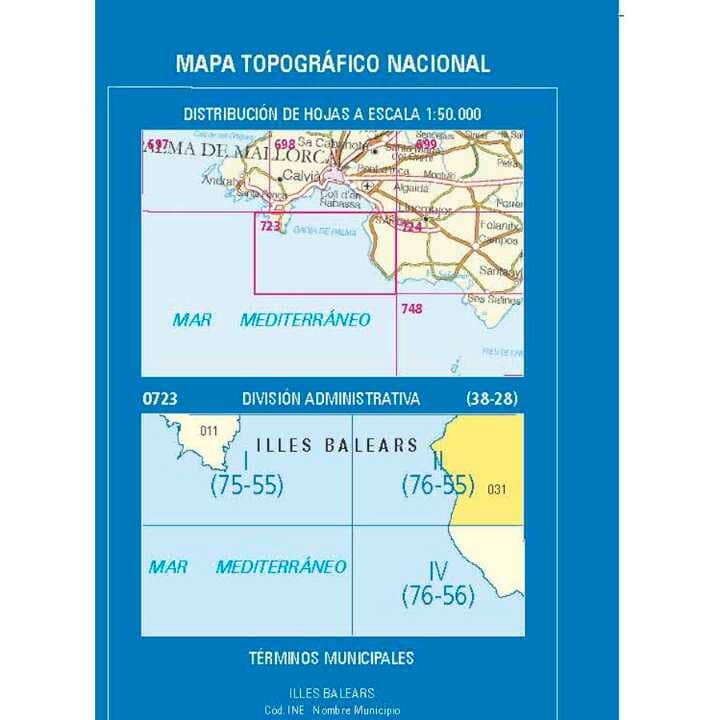 Carte topographique de l'Espagne n° 0723.2 - Badia Gran (Mallorca) | CNIG - 1/25 000 carte pliée CNIG 