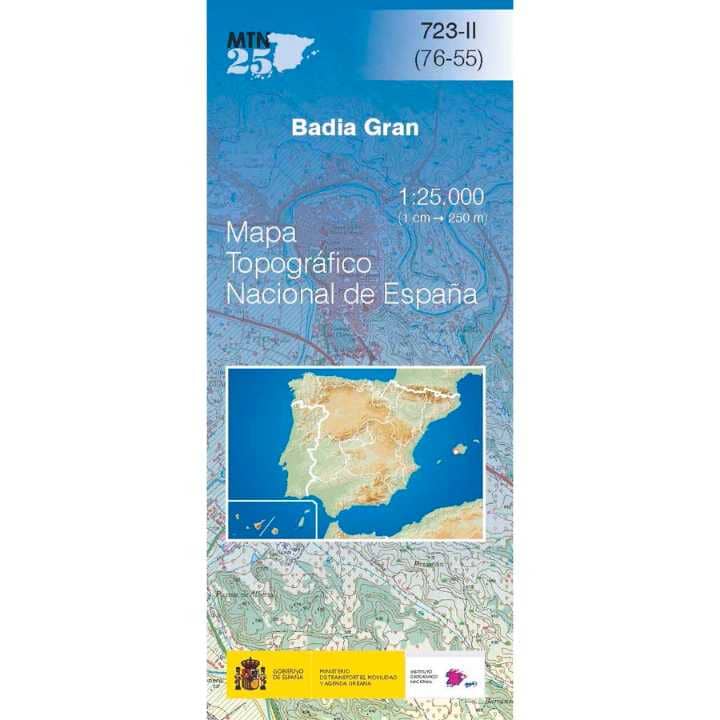 Carte topographique de l'Espagne n° 0723.2 - Badia Gran (Mallorca) | CNIG - 1/25 000 carte de randonnée CNIG
