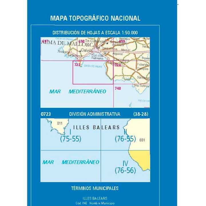 Carte topographique de l'Espagne n° 0723.4 - Cap Blanc (Mallorca) | CNIG - 1/25 000 carte de randonnée CNIG