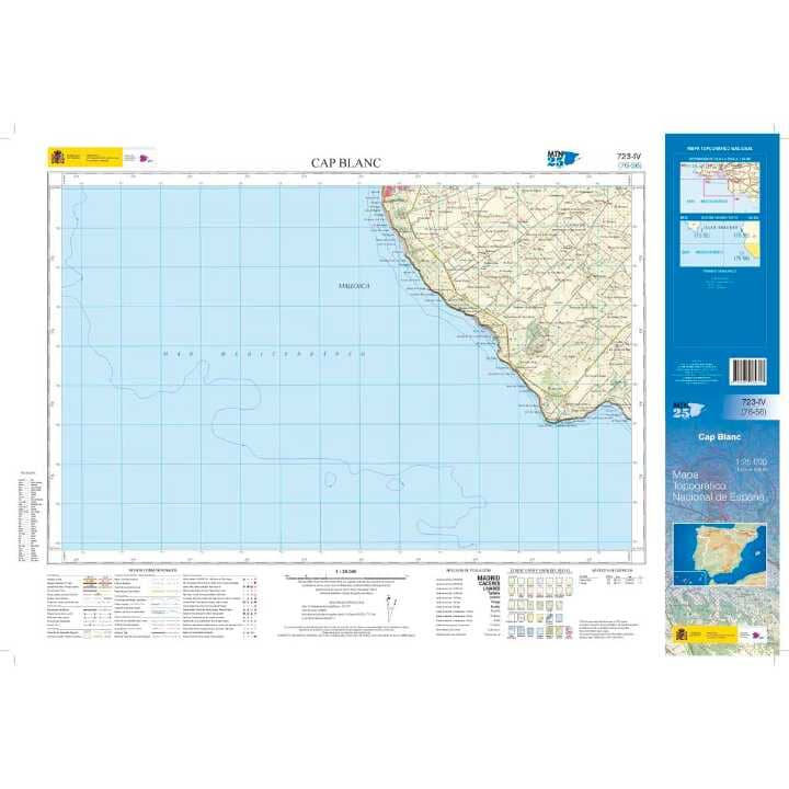 Carte topographique de l'Espagne n° 0723.4 - Cap Blanc (Mallorca) | CNIG - 1/25 000 carte pliée CNIG 