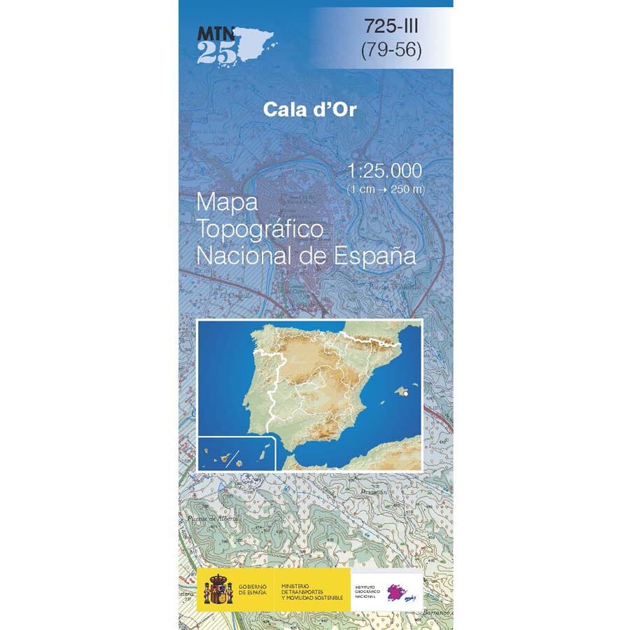 Carte topographique de l'Espagne n° 0725.3 - Cala d'Or (Mallorca) | CNIG - 1/25 000 carte de randonnée CNIG