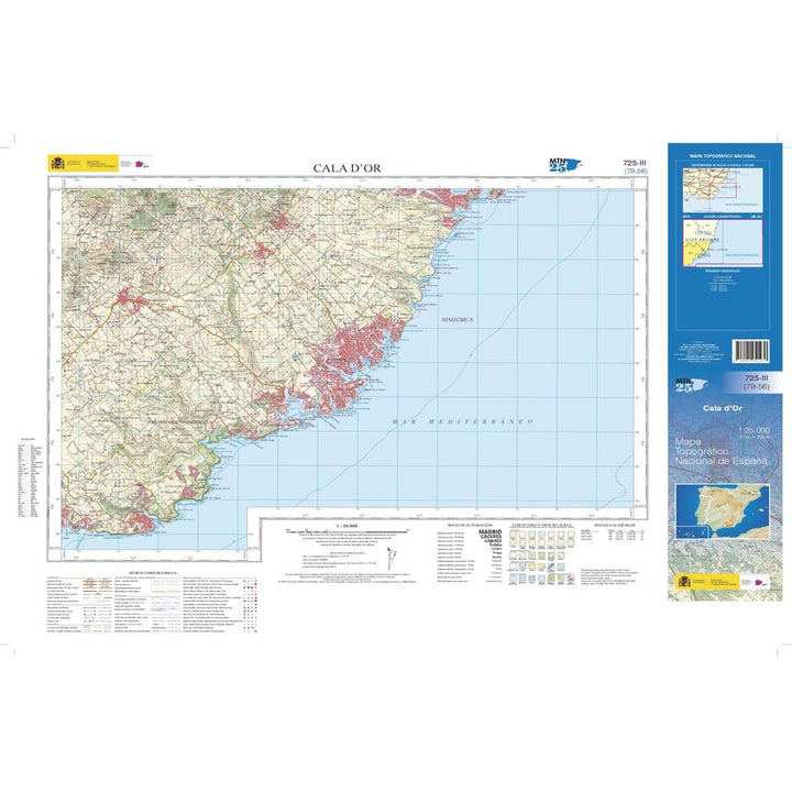 Carte topographique de l'Espagne n° 0725.3 - Cala d'Or (Mallorca) | CNIG - 1/25 000 carte de randonnée CNIG