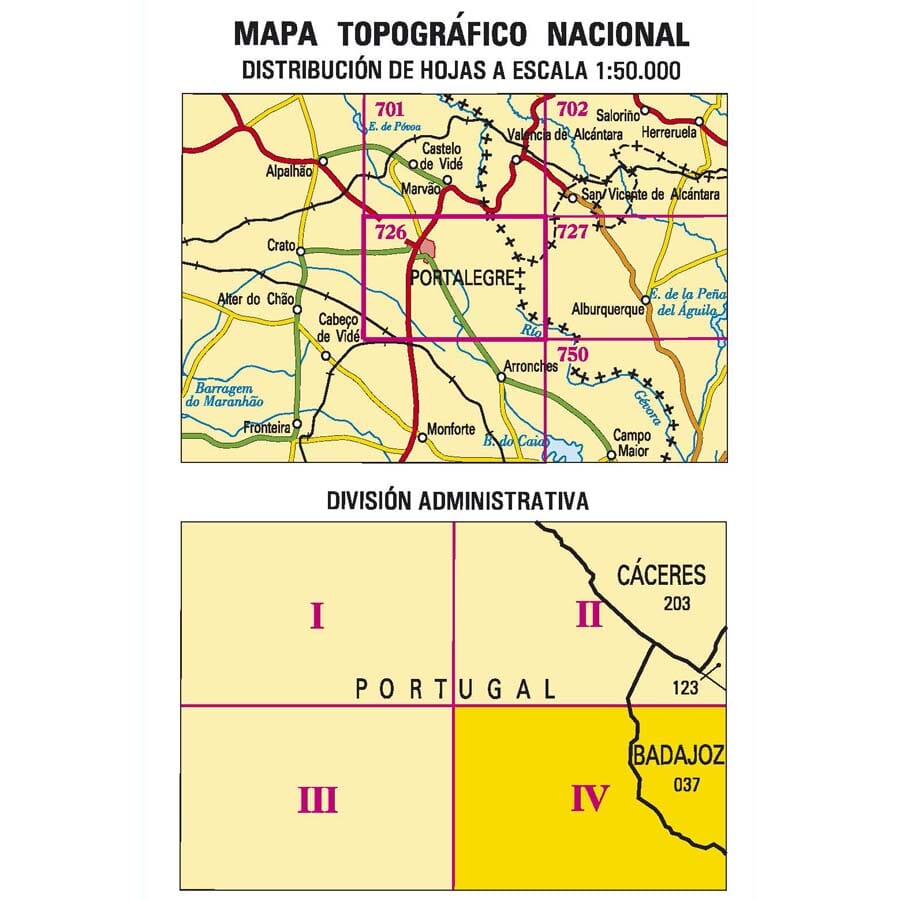 Carte topographique de l'Espagne n° 0726.4 - Bacoco | CNIG - 1/25 000 carte de randonnée CNIG